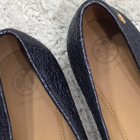 Tory Burch Laila 2 dk gray crinkle leather flats